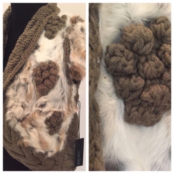Love Token Rabbit Fur Short Sleeve Sweater Jacket - Picture 3 of 4